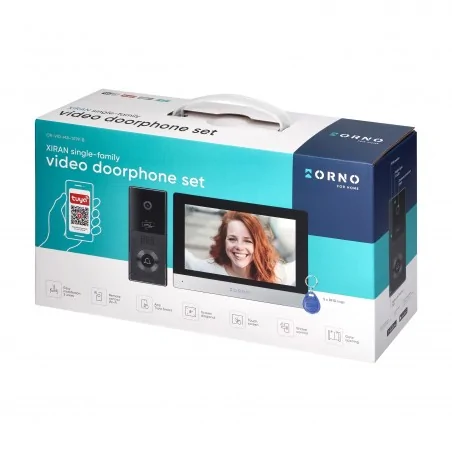 Wideodomofony - zestaw wideodomofonowy jednorodzinny 2-żyłowy tuyasmart z ekranem dotykowym 8'' xiran or-vid-ma-1079/b orno 