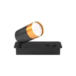 Kinkiety-do-salonu - czarno-złoty kinkiet z usb gu10 klemens 1661 lvt 