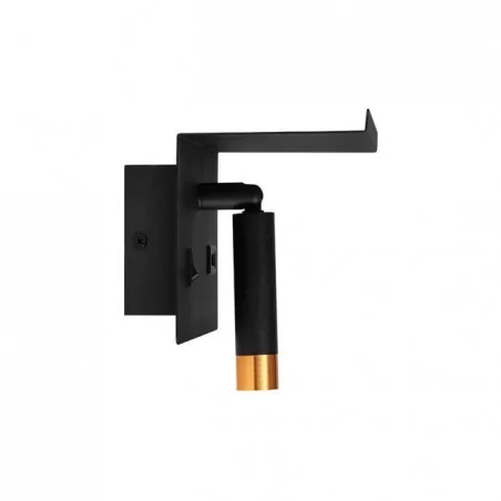 Kinkiety-do-salonu - czarno-złoty kinkiet piero g9 półka usb 1465 lvt 