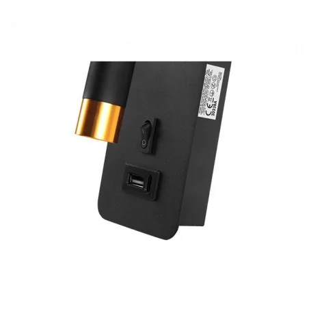 Kinkiety-do-salonu - czarno-złoty kinkiet do czytania piero g9 usb 1444 lvt 