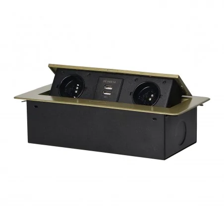 Gniazda-meblowe - płaskie gniazdo wpuszczane w blat z ładowarką usb mosiądz 2x2p+z or-ae-13109/br orno 