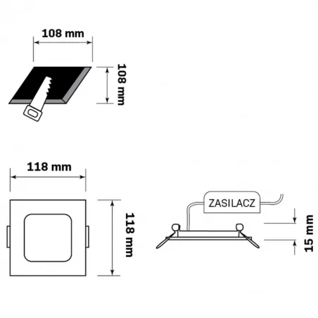 Panele-led - 324139 czarny panel led podtynkowy 4,8w 4000k rigel polux-goldlux 