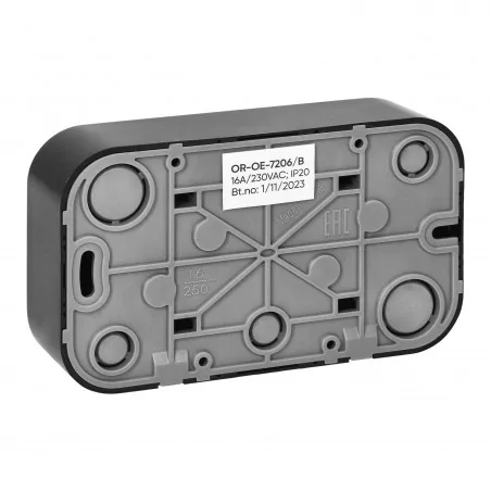 Gniazda-podwojne-natynkowe - or-oe-7206/b czarne gniazdo podwójne natynkowe 2x2p+z 16a/230vac ip20 todo orno 