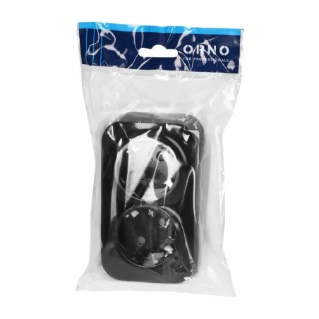 Gniazda-podwojne-natynkowe - or-oe-7206(gs)/b czarne gniazdo podwójne schuko 2x2p+z 16a/230vac ip20 todo orno 