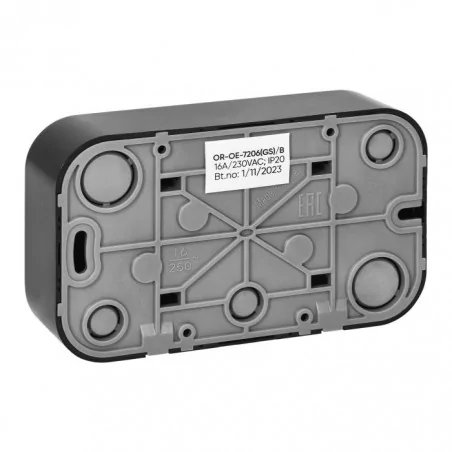 Gniazda-podwojne-natynkowe - or-oe-7206(gs)/b czarne gniazdo podwójne schuko 2x2p+z 16a/230vac ip20 todo orno 