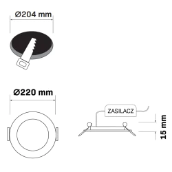 Panele-led - 324122 okrągła oprawa led podtynkowa 4000k 14w rigel polux-goldlux 