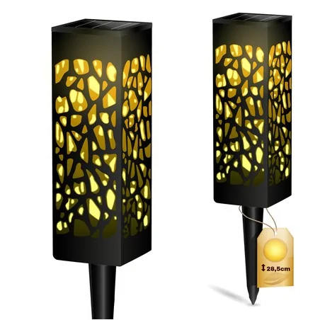 Lampy-solarne - lampa solarna wbijana w grunt ażurowy słupek do ogrodu prostokątny ciepłe światło azure lumsol1080 lumiled 