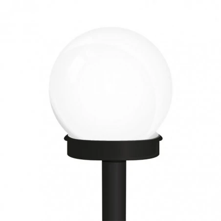 Lampy-solarne - atris solarna biała kula wbijana na czarnej nóżce 15cm zimne światło 6500k lumiled 
