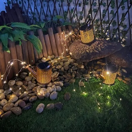 Lampy-solarne - lampa solarna do ogródka  miedziana konewka rosa 3000k lumiled 