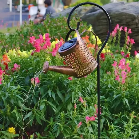 Lampy-solarne - lampa solarna do ogródka  miedziana konewka rosa 3000k lumiled 