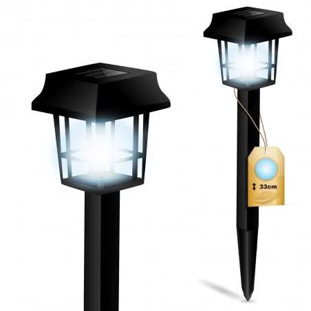 Lampy-solarne - słupek solarny mała czarna latarenka zimne światło 6500k astrum lumiled 