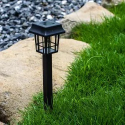 Lampy-solarne - słupek solarny mała czarna latarenka zimne światło 6500k astrum lumiled 