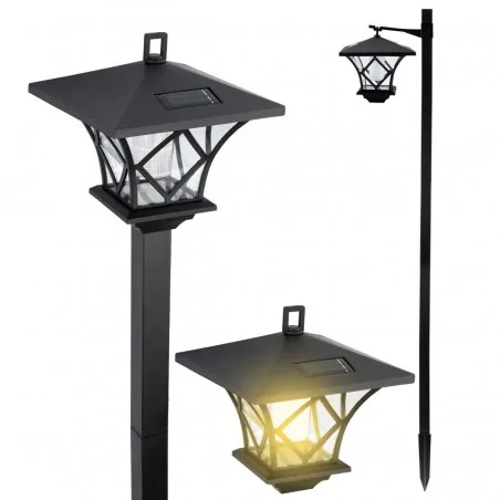 Lampy-solarne - wysoka czarna lampa ogrodowa solarna latarnia 3000k 150 cm ribes lumiled 
