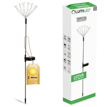 Lampy-solarne - lampa ogrodowa led solarny dmuchawiec lotus 80 cm 3000k lumiled 