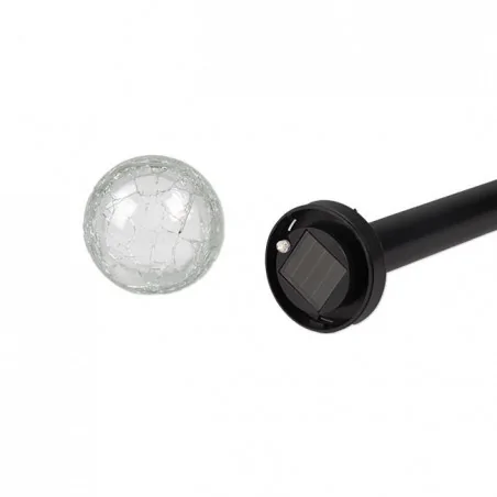Lampy-solarne - wbijana lampka solarna led do ogrodu popękana kula 6cm zimne światło 3276 lvt 