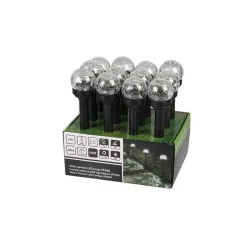 Lampy-solarne - wbijana lampka solarna led do ogrodu popękana kula 6cm zimne światło 3276 lvt 