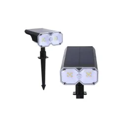 Lampy-solarne - lampka solarna ogrodowa led lampa ścienna 2w1 czarna duo 3653 lvt 