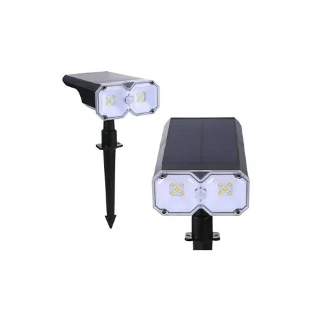 Lampy-solarne - lampka solarna ogrodowa led lampa ścienna 2w1 czarna duo 3653 lvt 