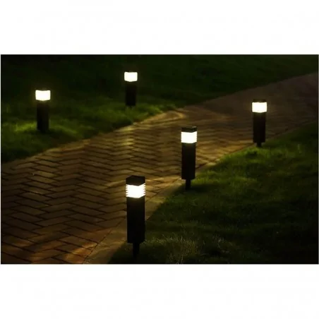 Lampy-solarne - lampka solarna do ogrodu kwadratowa czarny słupek 4000k naris lumiled 