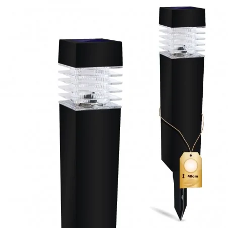 Lampy-solarne - lampka solarna do ogrodu kwadratowa czarny słupek 4000k naris lumiled 