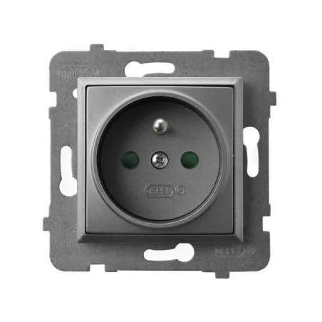 Gniazda-pojedyncze-podtynkowe - gniazdo pojedyncze z uziemieniem i przesłonami torów prądowych szary mat gp-1uzp/m/70 aria ospel 