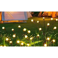 Lampy-solarne - lampka solarna ogrodowa wbijana gałązki z kuleczkami z ciepłym światłem 10xled 3659 lvt 
