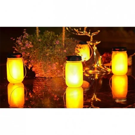 Ozdobne-oswietlenie-do-ogrodu - lampka solarna wisząca ogrodowa słoik imitacja płomienia 1,2w ip44 2902 lvt 