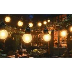 Swiecace-kule-i-girlandy - girlanda solarna led ogrodowa ciepłe światło 20 żarówek 3000k 485cm 3657 lvt 