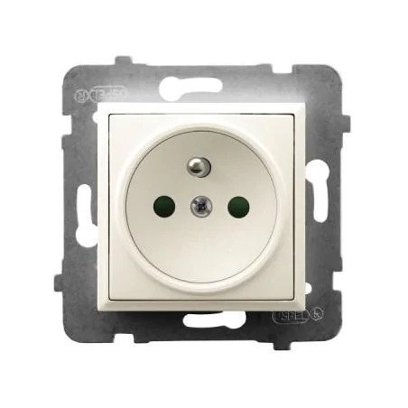 Gniazda-pojedyncze-podtynkowe - gniazdo pojedyncze z uziemieniem i przesłonami torów prądowych ecru gp-1uzp/m/27 aria ospel 