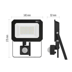 Naswietlacze-led-30w - zs2333 naświetlacz led 30w z czujnikiem pir neutralna biel simpo emos 