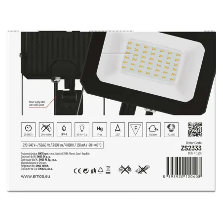 Naswietlacze-led-30w - zs2333 naświetlacz led 30w z czujnikiem pir neutralna biel simpo emos 