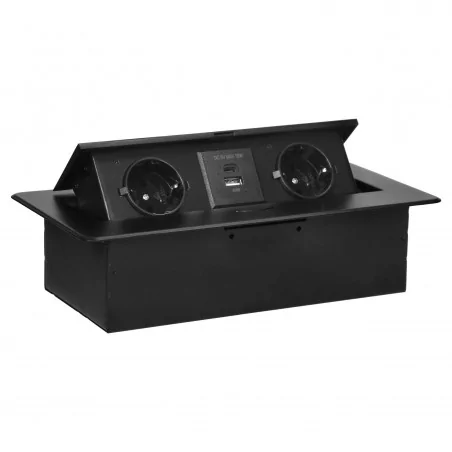 Gniazda-meblowe - gniazdo meblowe z uziemieniem typu schuko 2xusb a+c czarne or-gm-9034(gs)/b orno 