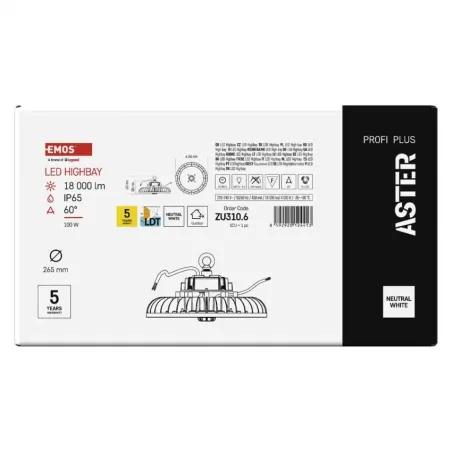 Oprawy-hermetyczne-led - zu310.6 oprawa przemysłowa led highbay aster 100w 60° emos 
