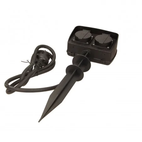 Gniazda-elektryczne - gniazdo ogrodowe podwójne z klapką wbijane z 1,5 metrowym przewodem 3x1,5m2 or-ae-13138 orno 