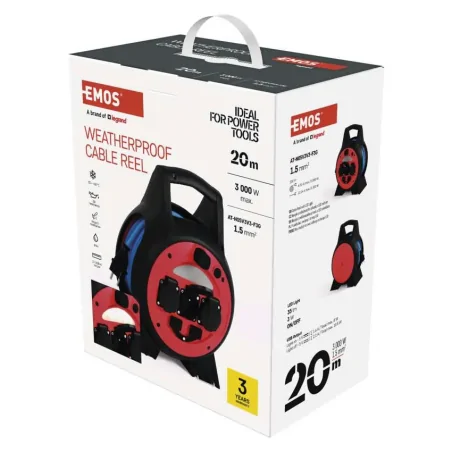 Przedluzacze-bebnowe - p08520w przedłużacz zwijany mrozoodporny 20m 3 gniazda niebieski 230v 1,5mm2 emos 