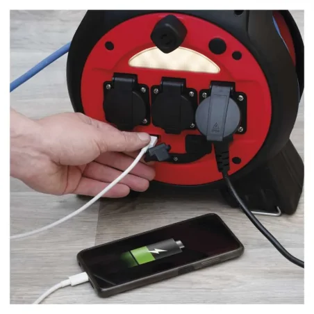 Przedluzacze-bebnowe - p08520w przedłużacz zwijany mrozoodporny 20m 3 gniazda niebieski 230v 1,5mm2 emos 