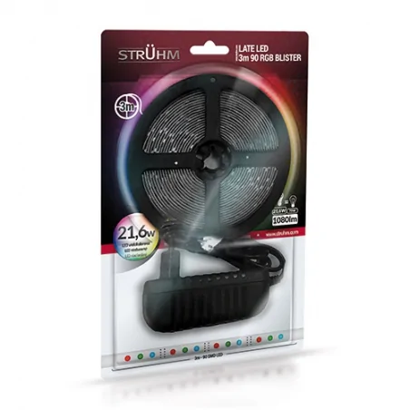 Tasmy-led - taśma led rgb 3m 1080lm late led 3m 90 rgb blister 03030 ideus 