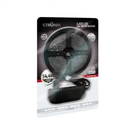 Tasmy-led - taśma led 3m z neutralnym światłem 4100k 1740lm 14,4w late led 3m 180 nw blister 03581 ideus 