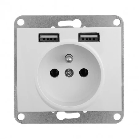Ladowarki-usb - białe gniazdo pojedyncze z ładowarką 2xusb 2a 5v onyx pt-16o/usb abex 