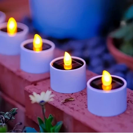 Oswietlenie-ogrodowe - zestaw 4 lamp solarnych typu tealight płomień 3000k fero lumiled 