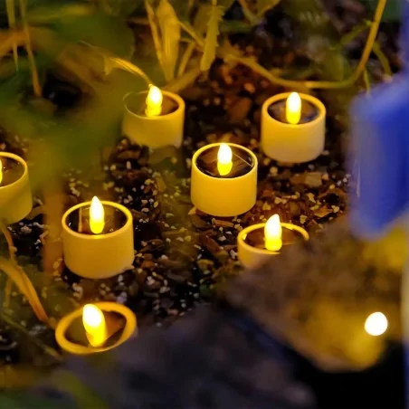 Oswietlenie-ogrodowe - zestaw 4 lamp solarnych typu tealight płomień 3000k fero lumiled 