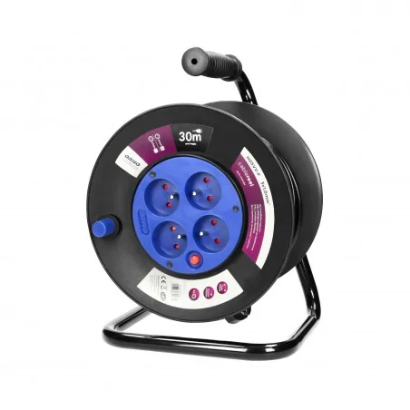 Przedluzacze-bebnowe - zwijany przedłużacz na bębnie z 4 gniazdami 30m z wyłącznikiem termicznym or-ae-13152/30m orno 