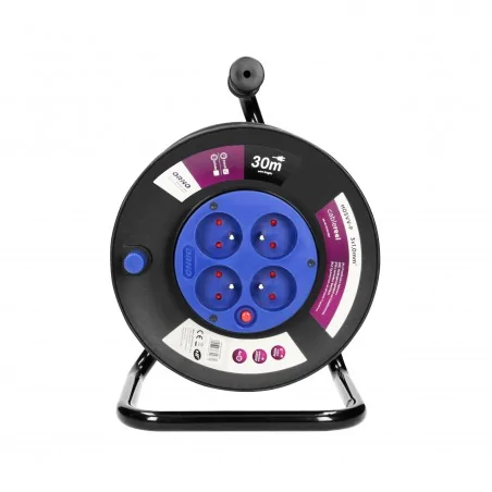 Przedluzacze-bebnowe - zwijany przedłużacz na bębnie z 4 gniazdami 30m z wyłącznikiem termicznym or-ae-13152/30m orno 