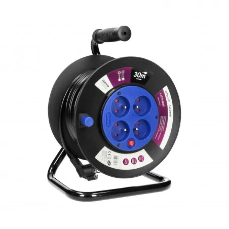 Przedluzacze-bebnowe - zwijany przedłużacz na bębnie z 4 gniazdami 30m z wyłącznikiem termicznym or-ae-13152/30m orno 