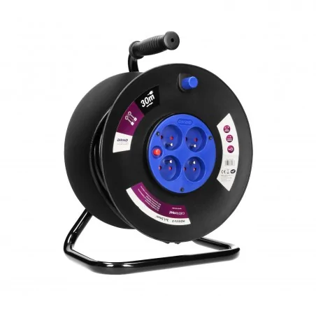 Przedluzacze-bebnowe - przedłużacz zwijany bębnowy 30m z wyłącznikiem termicznym+4 gniazda or-ae-13153/30m orno 