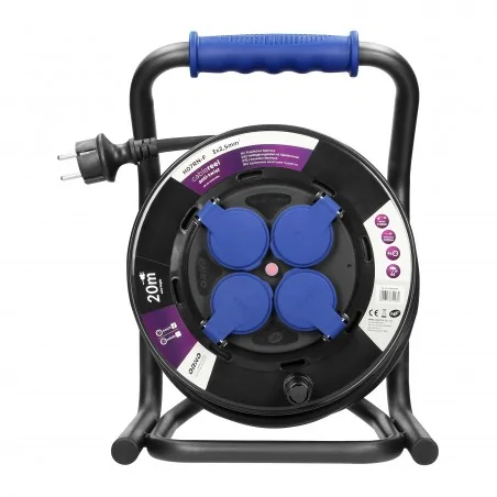 Przedluzacze-bebnowe - profesjonalny przedłużacz na bębnie 20m z czterema gniazdami z klapką or-ae-13156/20m orno 