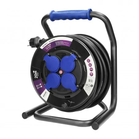 Przedluzacze-bebnowe - profesjonalny przedłużacz na bębnie 20m z czterema gniazdami z klapką or-ae-13156/20m orno 