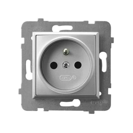 Gniazda-pojedyncze-podtynkowe - gniazdo pojedyncze z uziemieniem srebrne gp-1uz/m/18 aria ospel 