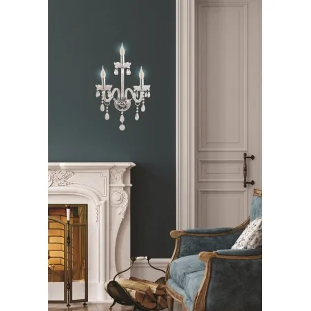 Kinkiety - lampa ścienna potrójna z dekoracyjnymi  kryształkami 3xe14 cristallo 23-30290 candellux 