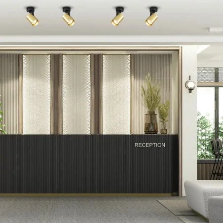 Lampy-sufitowe - ml0677 spot oświetleniowy tuba złoto-czarna 1xgu10 volf eko-light 